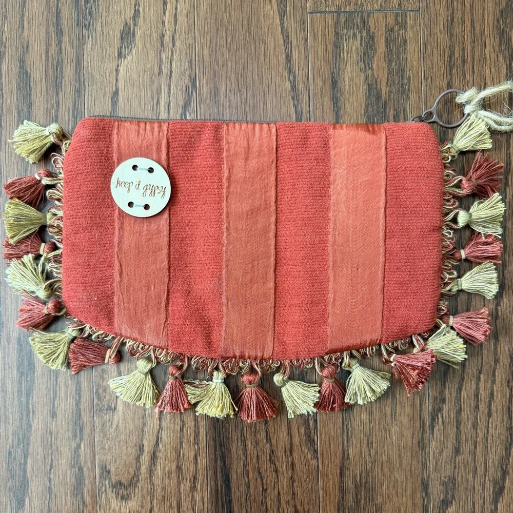 Keep It Gypsy Just a Small Town Girl Tassel Zip Pouch Bag Clutch NWT